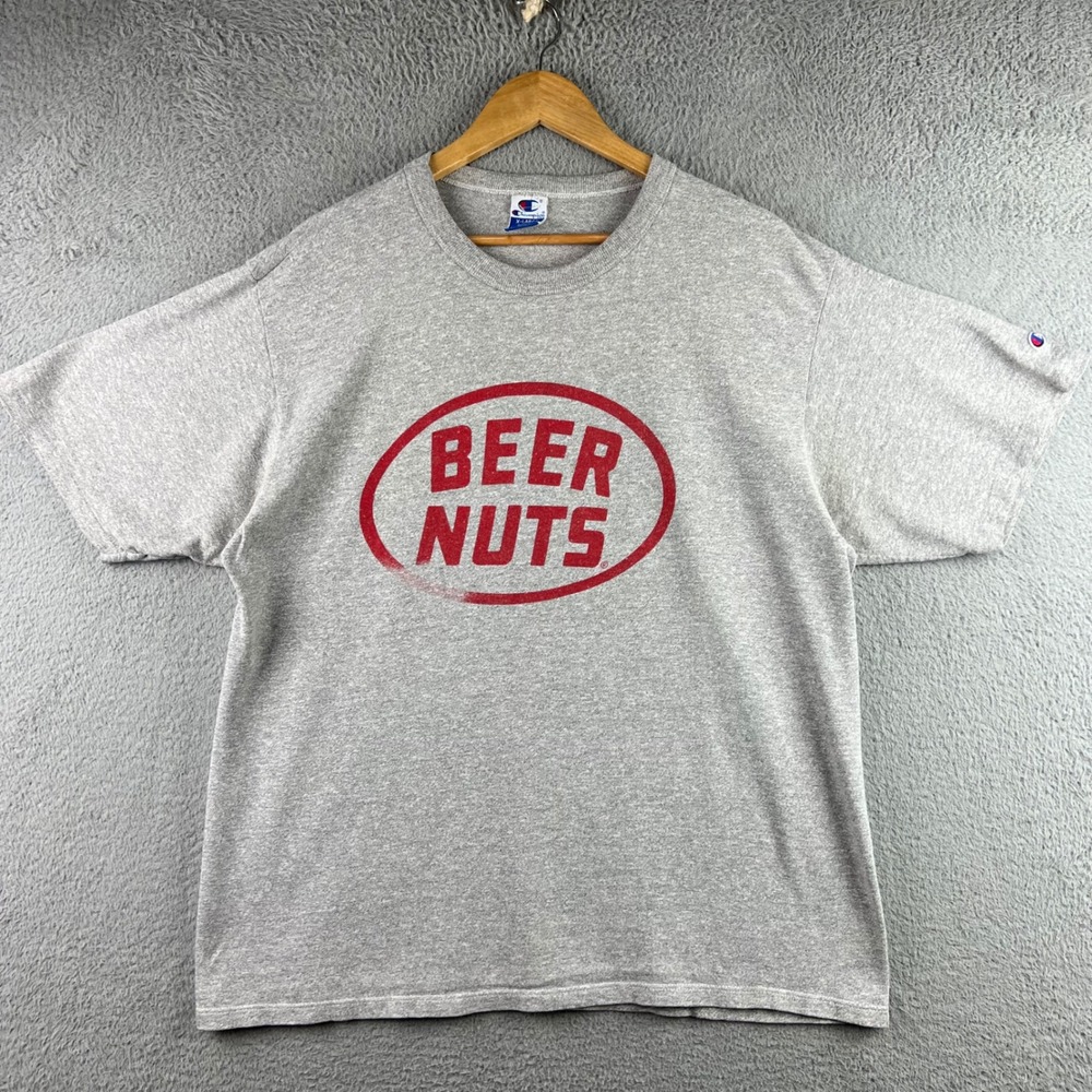 Vintage Champion Beer Nuts T Shirt Mens XL Gray Made in USA Graphic Tee